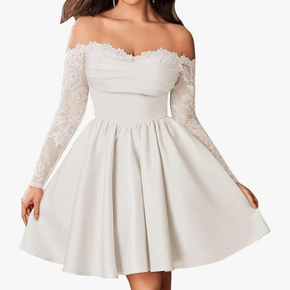 Elegant White Lace Off-Shoulder Dress